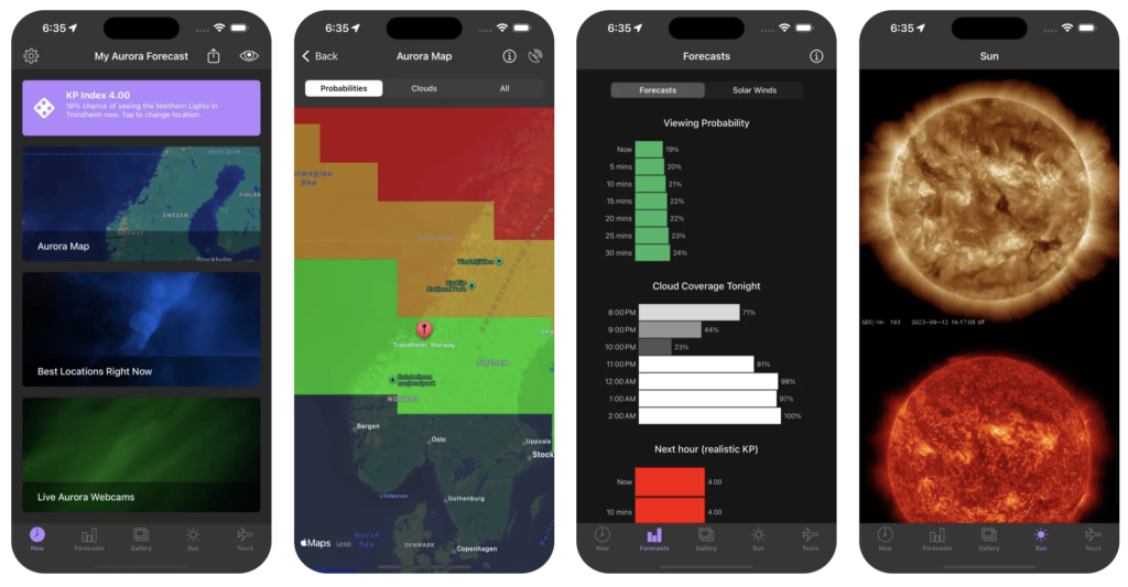 My Aurora Forecast & Alert UI